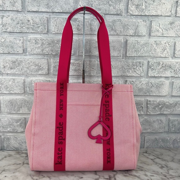 kate spade Handbags - Kate Spade Large Pink Canvas Tote Shoulder Bag